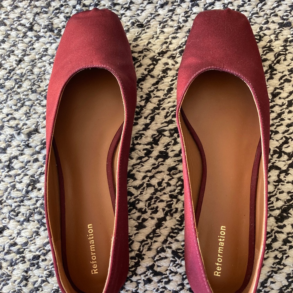 Reformation Mikayla Ballet Flat Red - Size 7.5